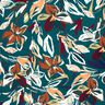 Viscosejersey moderne bloemen – petroleum/koper,  thumbnail number 1