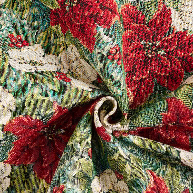Decostof Gobelin Tweekleurige kerststerren – lichtbeige/rood, image number 3