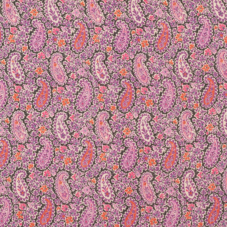 Crêpe chiffon Paisley – roodlila,  image number 1