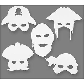 Kartonnen piratenmaskers [ 16 Stuk ] – wit, 