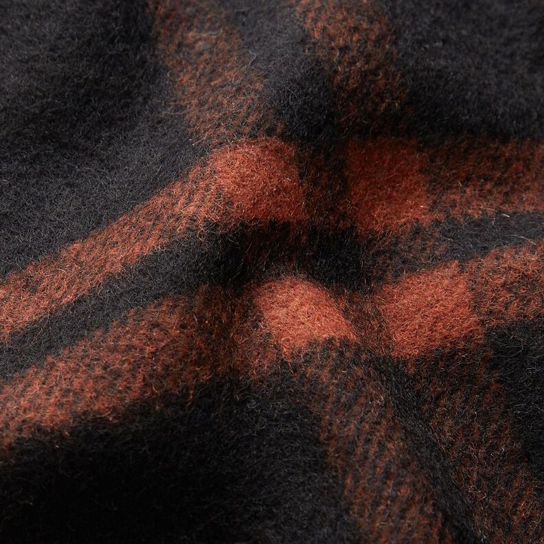 Mantelstof wolmix tartan ruit – terracotta/zwart, image number 3