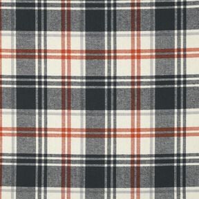 Katoenflanel Geruit met visgraatpatroon – zwart blauw/creme, 