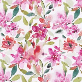 Viscosestof Aquarel lentebloemen – wit/pastelviolet, 