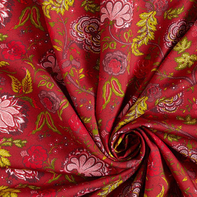 Viscosestof Paisley bloemen – karmijnrood/vuurrood,  image number 3