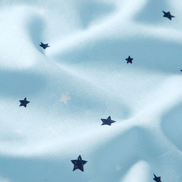GOTS Katoenpopeline skribbel-look sterren | Tula – lichtblauw,  image number 2