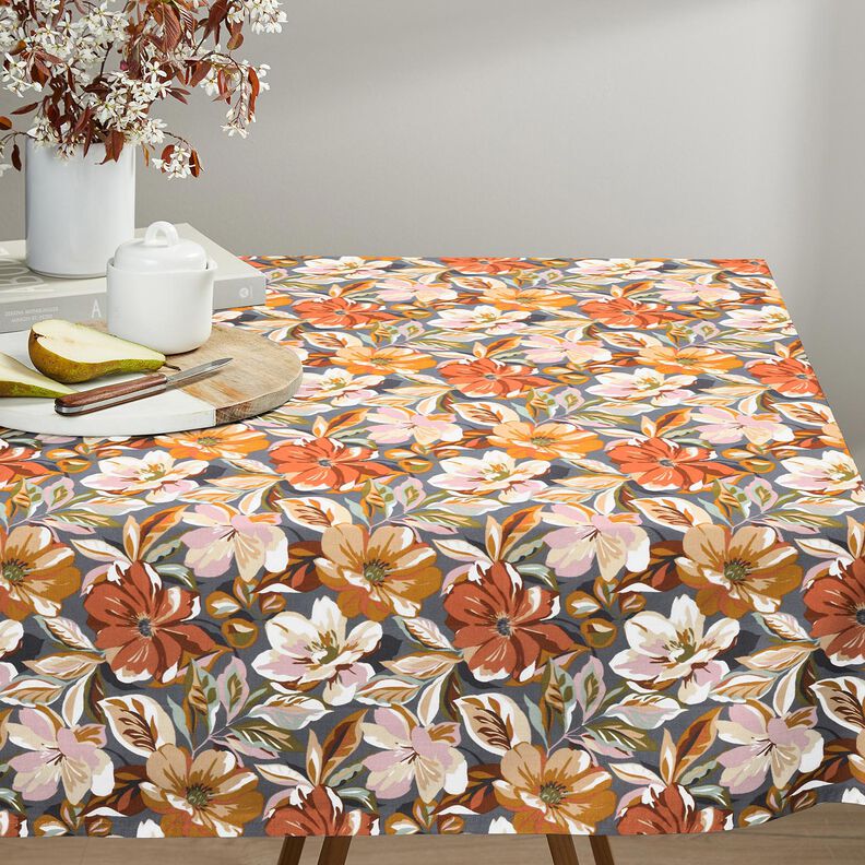 Gecoate katoen Stijlvolle bloemen &ndash; leigrijs/roos,  image number 6