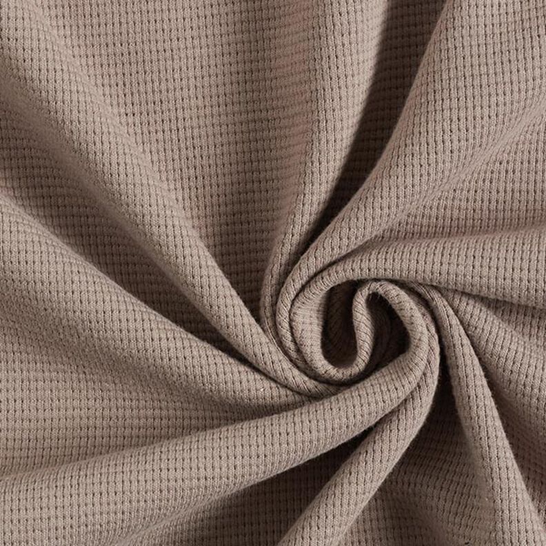 Mini Katoenen wafel jersey effen – taupe,  image number 1
