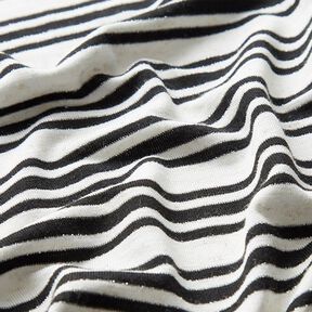 Viscosejersey onregelmatige glitterstrepen – ecru/zwart, 