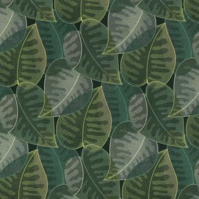 Decostof Katoenkeper minimalistische bladeren – donkergroen, 