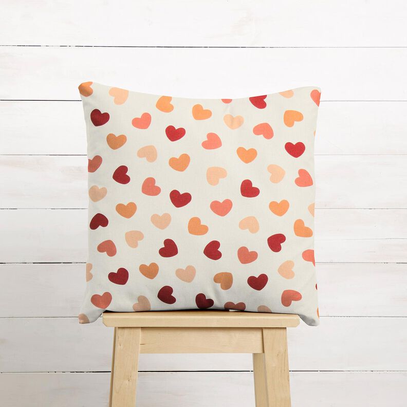 Decostof Half panama verdeelde harten – creme/donkerrood, image number 10