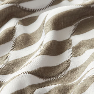 Jacquardjersey effectstrepen – modder/wit, 