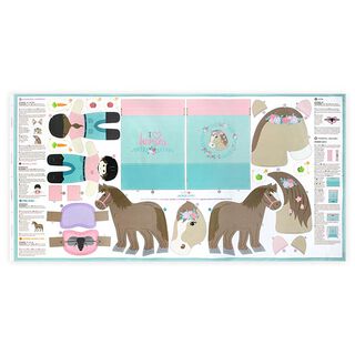 HORSE LOVE Paarden knip & naai stoffen paneel op katoen [ 80 x 155 cm ] | Kullaloo, 