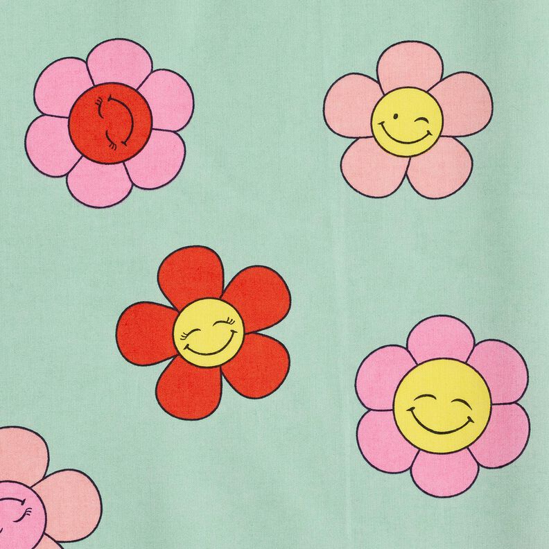 Gecoate katoen vrolijke bloemen | Poppy Fabrics – mint/citroengeel,  image number 7