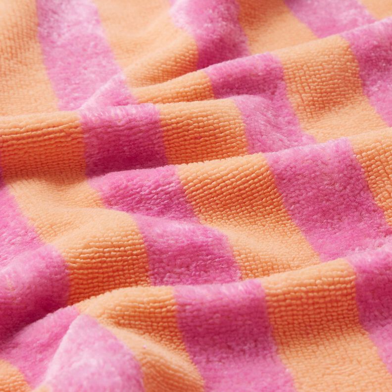Badstof Bamboe Blokstrepen – lichtoranje/pink, image number 3