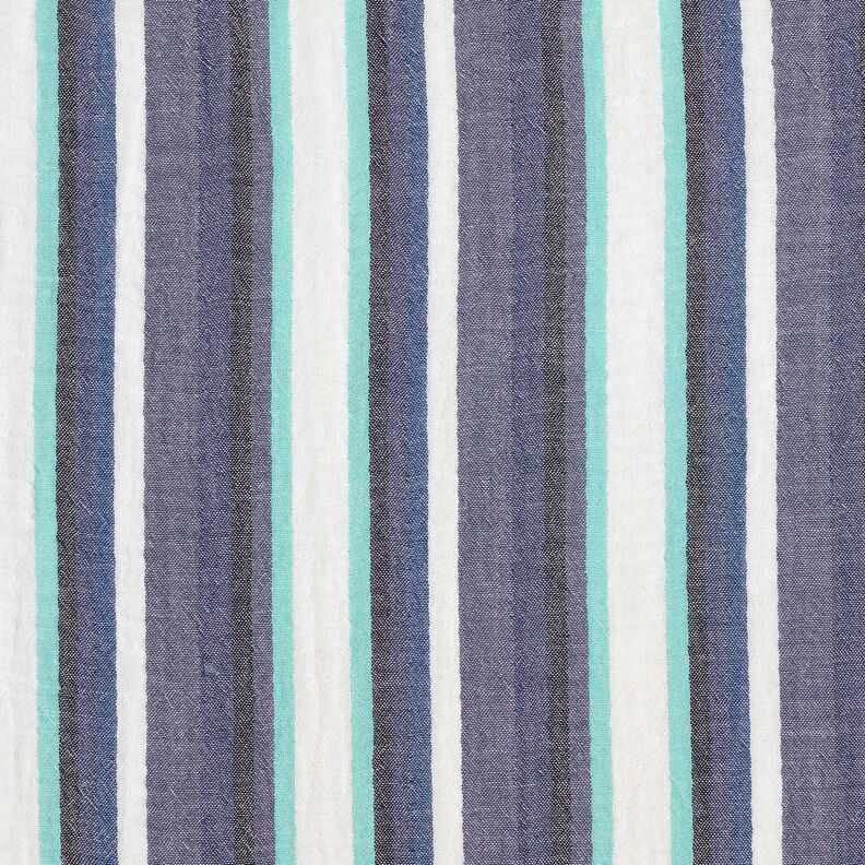 Mousseline/dubbel gehaakte stoffen garengeverfde strepen – indigo/ijsblauw, image number 1