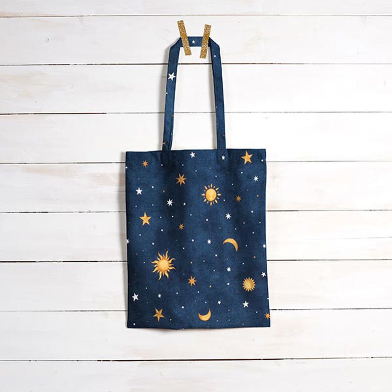 Decostof Glow-in-the-dark nachtelijke hemel – goud/marineblauw,  image number 10