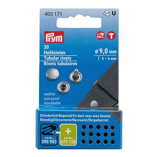 Holle klinknagels 4-6mm klembereik [20 stuks | Ø 9 mm] | Prym – zilver, 