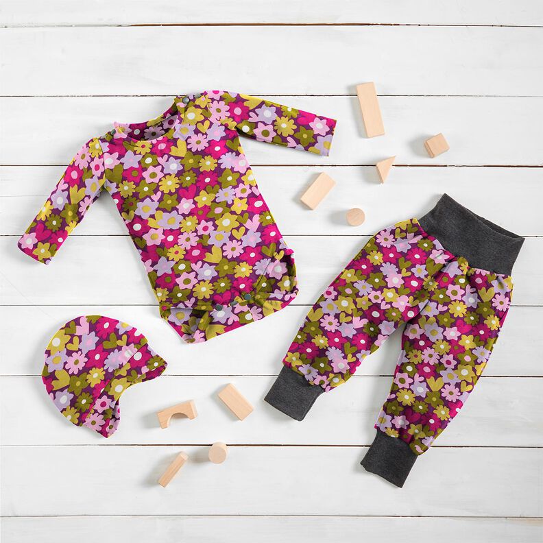 Katoenjersey bonte bloemen | Poppy Fabrics – druif,  image number 6