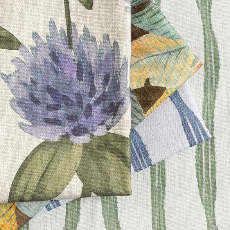Decostof Half panama bloeiende klaver – blauwgrijs/licht taupe, image number 5