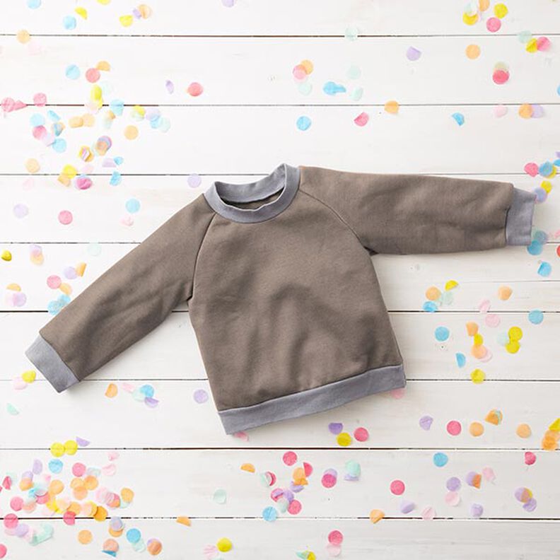 Licht katoenen sweatstof effen – donkertaupe,  image number 7