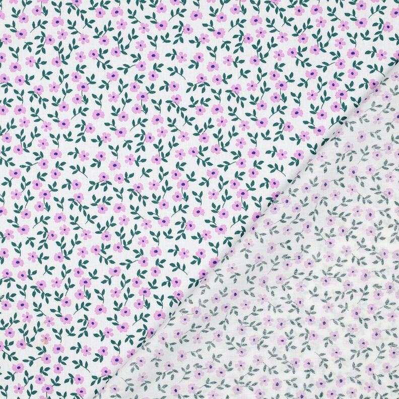 GOTS Katoenpopeline Losse bloemen | Poppy Fabrics – wit/roze,  image number 4