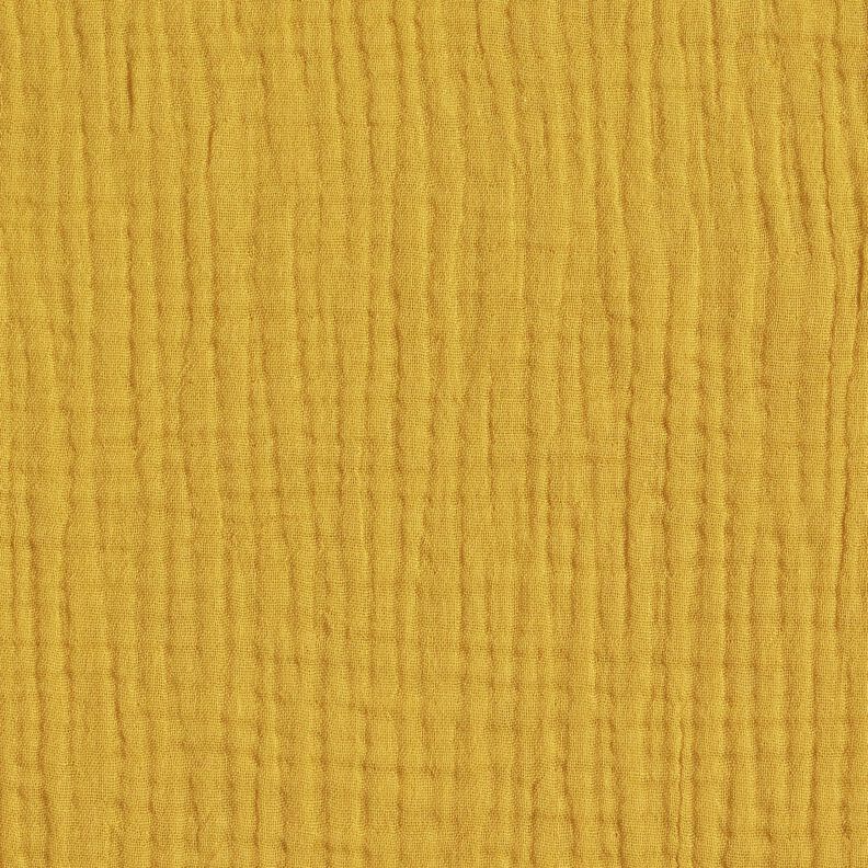 Drielaagse katoenen mousseline Effen – mosterd,  image number 3