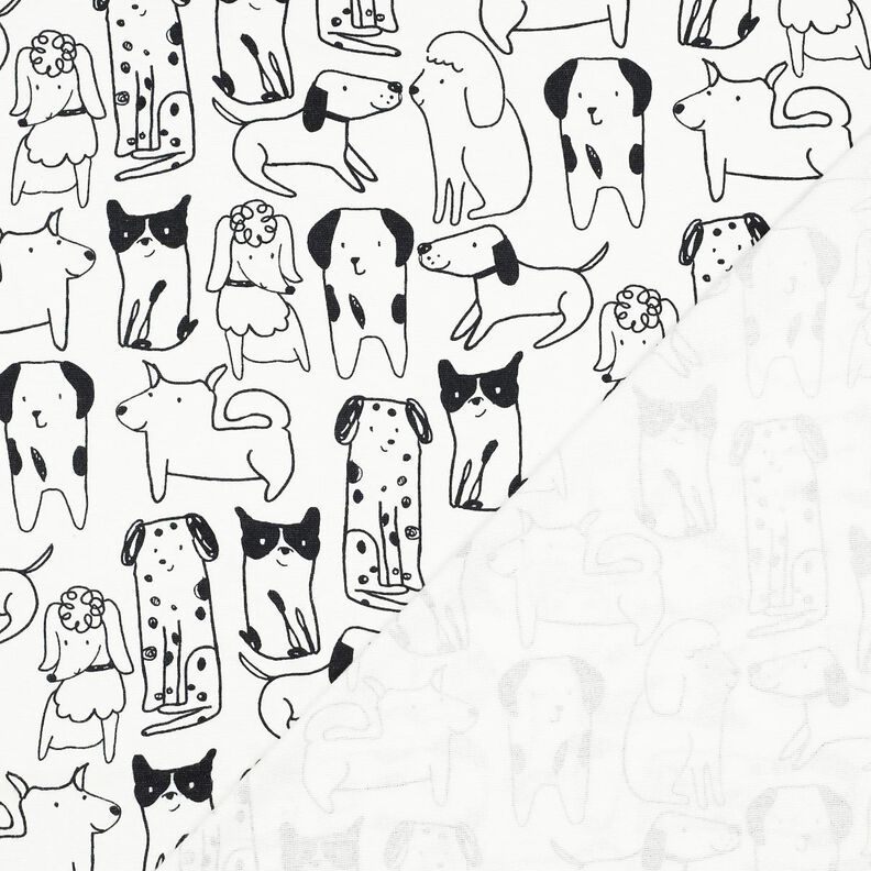 Katoenflanel Honden | Poppy Fabrics – wit/zwart, image number 4
