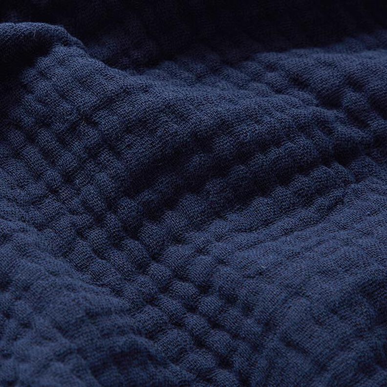 GOTS Drielaagse katoenen mousseline – nachtblauw,  image number 3