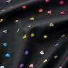 Foliejersey kleurrijke glinsterende hartjes – zwart,  thumbnail number 2