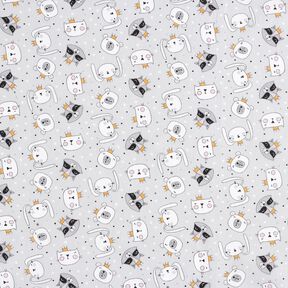 Katoenpopeline Dieren met kronen – lichtgrijs, 