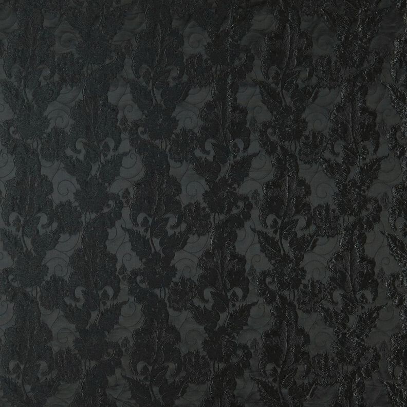 Kledingsjacquard Brokaat Bloemen – zwart,  image number 1