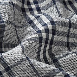 Katoenmix gekreukelde ruiten – marineblauw/ecru, 