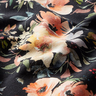 French Terry aquarelbloemen | by Poppy – zwart, 