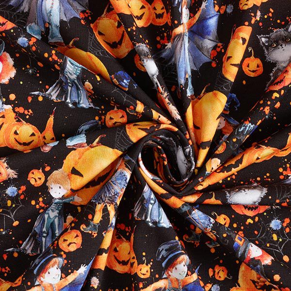 Katoenjersey Halloween Digitaal printen – zwart, image number 3