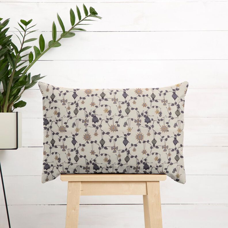 Katoenen stof Popeline Scandinavische boomdecoraties – lichtbeige,  image number 6
