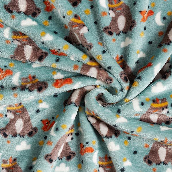 Wellnessfleece Doubleface Beer met veren – lichtgrijs/donkerbruin, image number 3