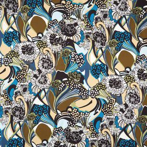 Viscosestof bloemen en bladeren – zwart, 