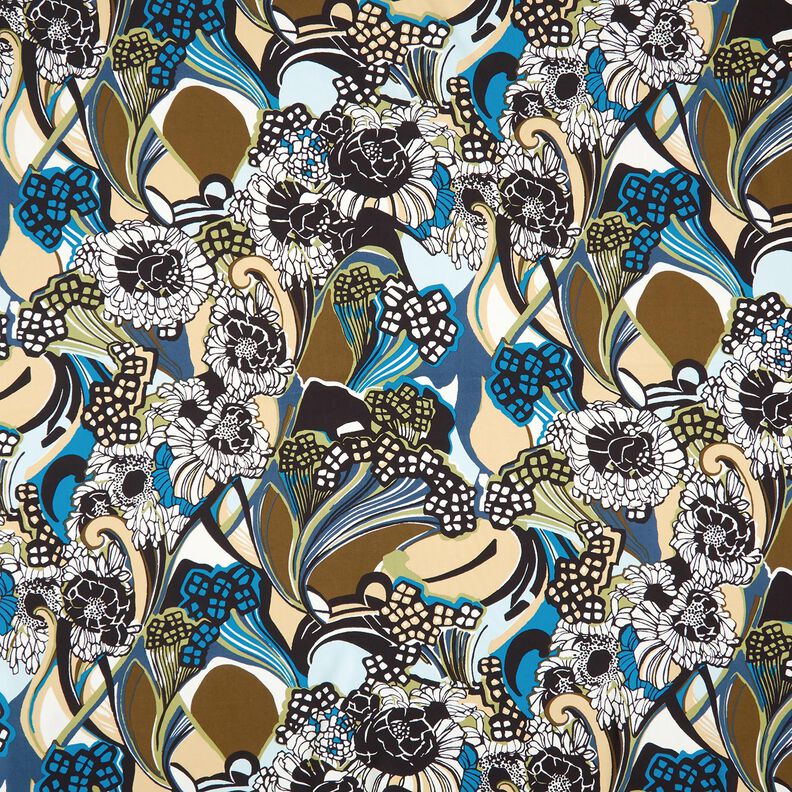 Viscosestof bloemen en bladeren – zwart, image number 1