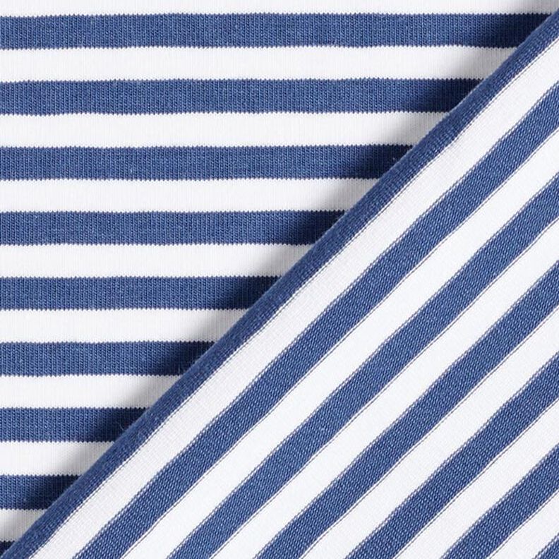 Katoenjersey smalle strepen – jeansblauw/wit,  image number 5