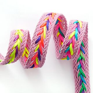 Decoband met visgraatmotief [ 20 mm ] – roze/neongeel, 