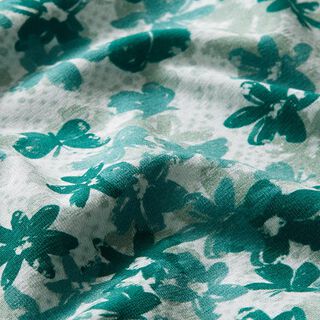 GOTS katoenjersey vlinders & bloemen | Tula – pastelgroen, 