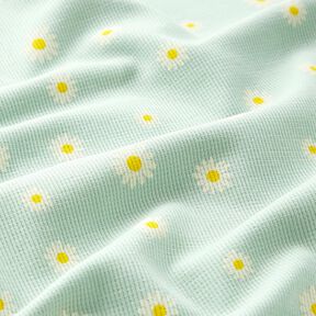 Wafel jersey Madeliefjes – licht mint, 
