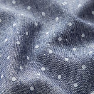 Blousestof viscose-linnen-mix stippen – jeansblauw/wit, 