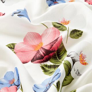 Blousestof katoen-zijde-mix bloesems – wit, 