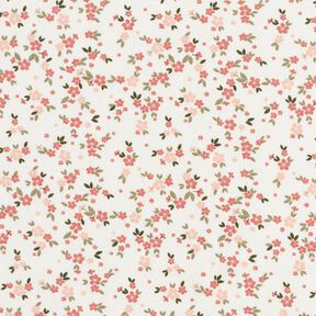Katoenjersey roze bloemen – ivoor, 