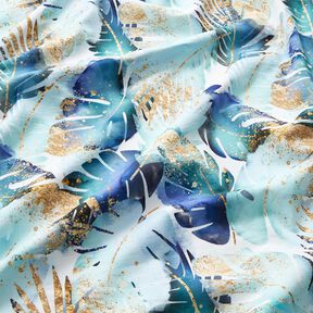 Katoenjersey Palmbladeren struikgewas | Glitzerpüppi – wit/eucalyptus, 