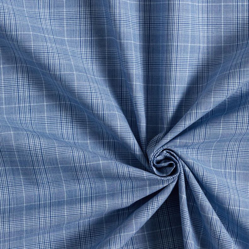 Overhemdenstof met fijne ruiten – wit/jeansblauw, image number 3