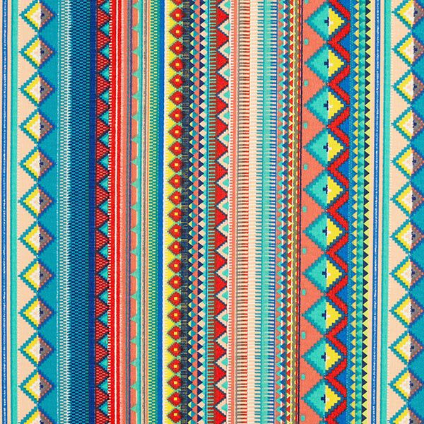 Gecoate katoen Etnische strepen – blauw/oranje, image number 1