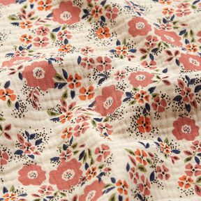 Mousseline/dubbel gehaakte stoffen Bloemenzee – licht taupe, 
