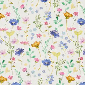 Decostof Katoenkeper Weidebloemen – ivoor/blauwlila, 